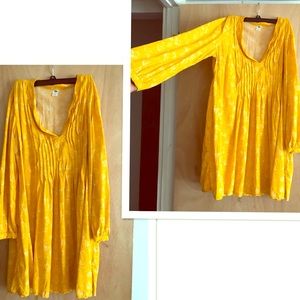 Yellow /mustard dress with white dandelion print